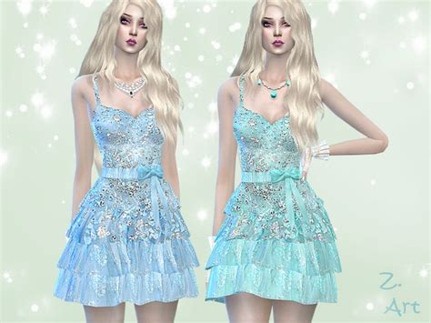 The Sims Resource Ice Glitter Dress By Zuckerschnute20