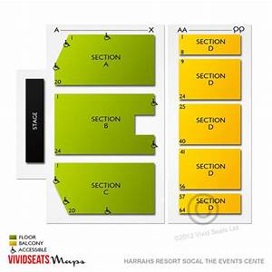 Harrahs Resort Socal The Events Center Seating Chart Vivid Seats