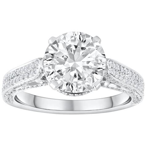 275 Carat Round Diamond Pave Engagement Ring For Sale At 1stdibs 2