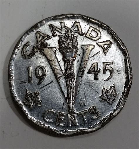 1945 Canada 5 Cents George Vi Victory Canadian Nickel Coin Coins