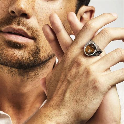 Bague homme argent amulettes bague pierre bijoux montre bijoux homme signets fiancailles anneau acier inoxydable. Bague pour homme avec une pierre naturelle orange