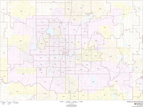Oklahoma City Oklahoma Zip Codes Mapa De Pared De Pl Stico Mate De X Pulgadas Amazon