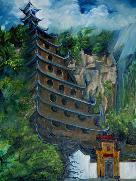 Chinese Hanging Temple Painting By Jennifer Christenson