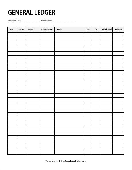 I designed this worksheet to use as a printable handout in an introductory personal. General Ledger MS Word Template | Office Templates Online
