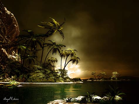 Tropical Island 950 X 713pix Wallpaper Nature 3d Digital Art