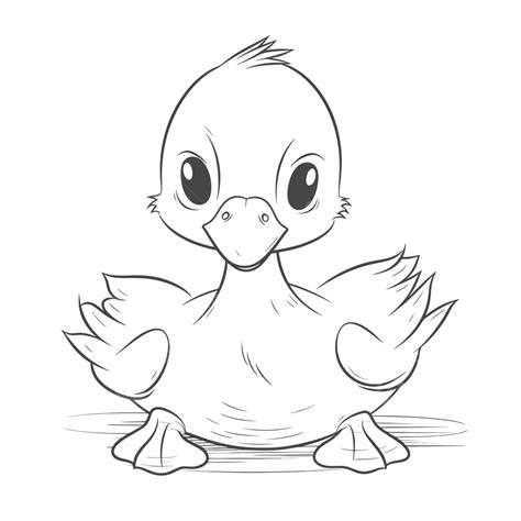 Cute Little Duck Coloring Page Outline Sketch Drawing Vector Duck