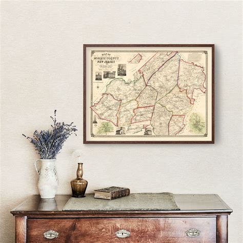 Vintage Map Of Morris County New Jersey 1853 By Teds Vintage Art