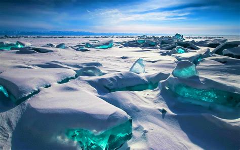 Download Wallpapers Lake Baikal Winter Glaciers Snowdrifts