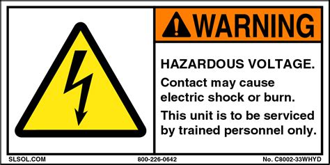 Warning Hazardous Voltage Safety Label 2x4