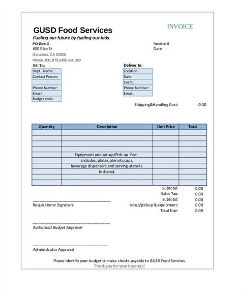 12 Catering Invoice Templates Free Word Pdf Format Download