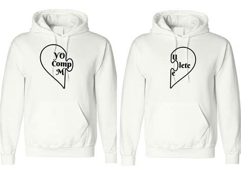 Couple Matching Hoodies You Comlpete Me Cute Heart Gf Bf Etsy