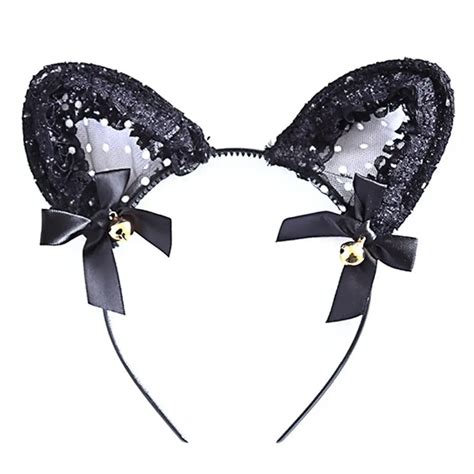 Xy Fancy Women Sexy Lovely Bowknot Bell Lace Cat Ear Headband Flirt Sex