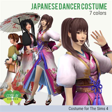 Japanese Dancer Girl Costume For The Sims 4 Spring4sims Sims 4
