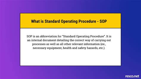 What Is Standard Operating Procedure Sop Resco
