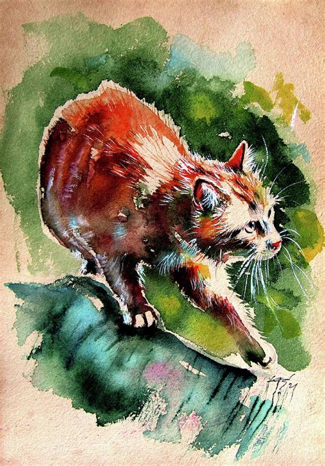 Hunting Cat Painting By Kovacs Anna Brigitta Fine Art America