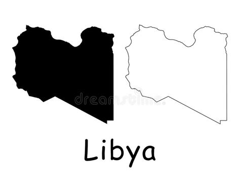 Libya Country Map Simple Black Silhouette On Gray Stock Vector