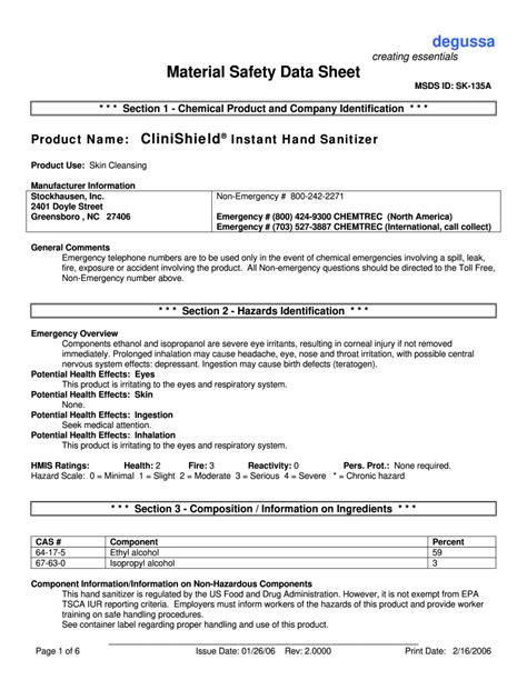 Disinfectant, general purpose hand sanitizer supplier documents similar to msds vooki hand sanitizer msds.pdf. Msds Hand Sanitizer - Fill Online, Printable, Fillable ...