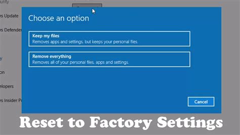 How To Reset Windows 10 To Factory Settings Youtube