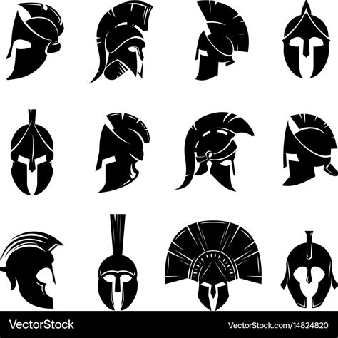 Spartan Helmet Set Royalty Free Vector Image Vectorstock