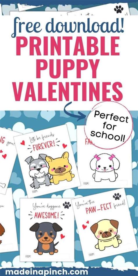 Free Printable Dog Valentine Cards For School Made In A Pinch