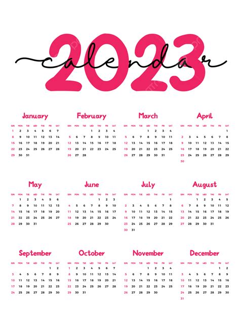 Calendario 2023 Plantilla Vectorial Png Calendario 2023 2023 Feliz