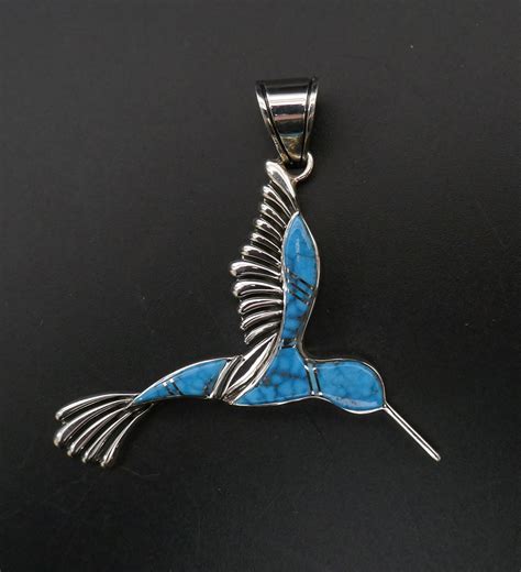 Earl Plummer Navajo Jewelry Silver Hummingbird Turquoise Inlay Home