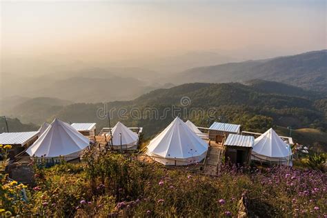 Camping Tents On The Mountains In Chiang Mai Thailand Stock Image