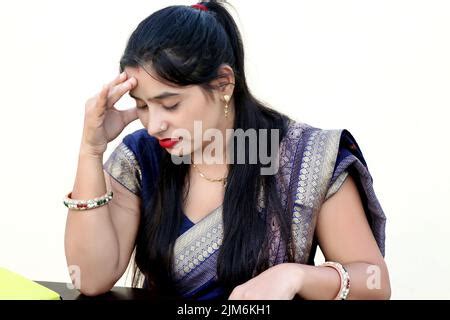 Indian Housewife Lady Head Ache Stock Photo Alamy