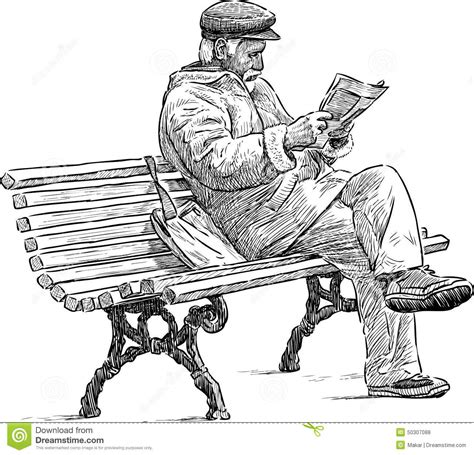 Senior Reading A Newspaper Stock Vector Illustration Of Park 50307088