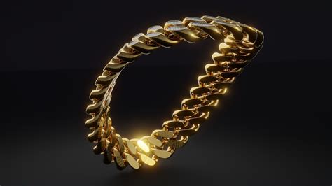 3d Model Large Gold Diamond Link Chain Vr Ar Low Poly Cgtrader