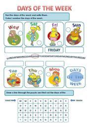 english teaching worksheets days   week vocabulario ingles