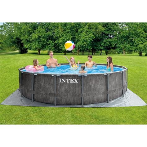 Intex Premium Frame Pool Set Prism Greywood Ø 457 X 122cm Schwimmbad