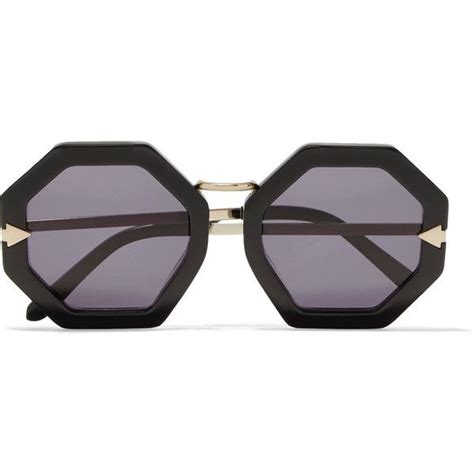Karen Walker Moon Disco Square Frame Acetate And Gold Tone Sunglasses