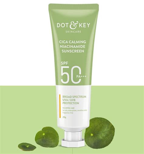 dot and key cica niacinamide face sunscreen spf 50 pa uv protection for oily and acne prone