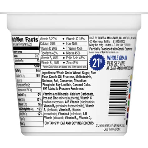 Crispy, sweetened whole wheat & rice cereal. 32 Cinnamon Toast Crunch Nutrition Facts Label - Labels For You
