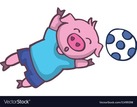 Pig Playing Football Cartoon Design Royalty Free Vector