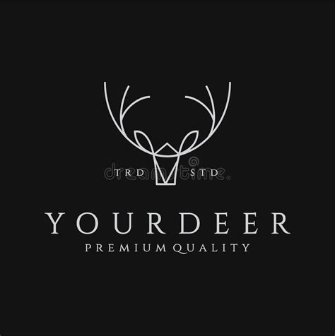 Creative Deer Head Line Logo Design Symbol Minimalist Elk Antler