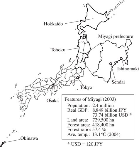 E The Map Of Japan And The Basic Information On Miyagi Prefecture