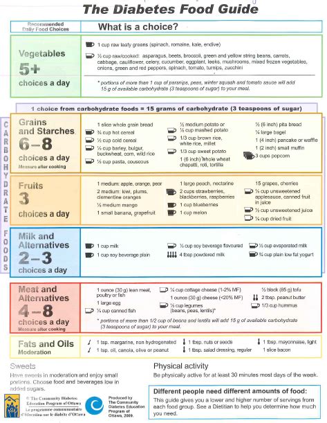 Food Exchange Guide For A Diabetic Menu Food Lists Portion Charts