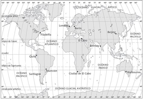 Mapamundi Con Coordenadas Planisferio De Coordenadas Geograf A Para