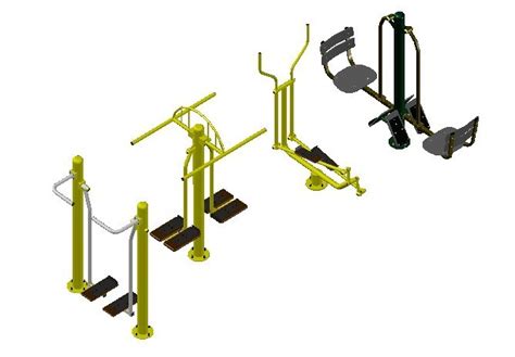 Outdoor Gym Exercise Equipment 3d Dwg Model For Autocad Designs Cad