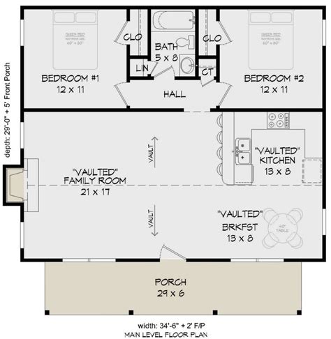 House Plan 940 00138 Cabin Plan 1000 Square Feet 2 Bedrooms 1