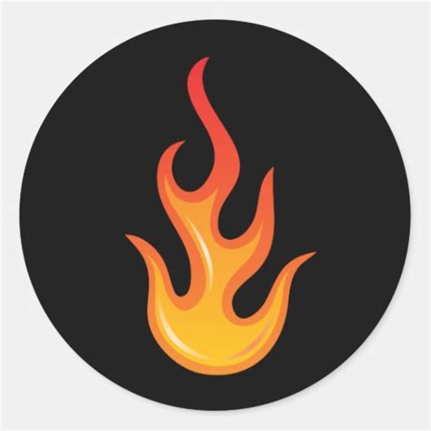 Flaming Hot Fire Flame On Black Stickers Zazzle