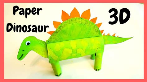 3d Paper Dinosaur Easy Kids Crafts Dinosaur Crafts Youtube