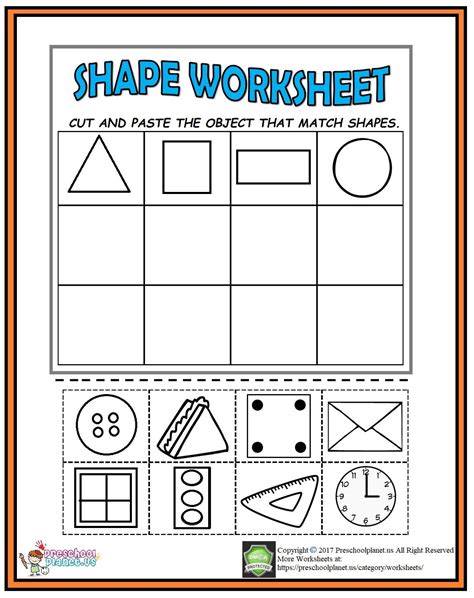 Cutting Out Shapes Worksheets