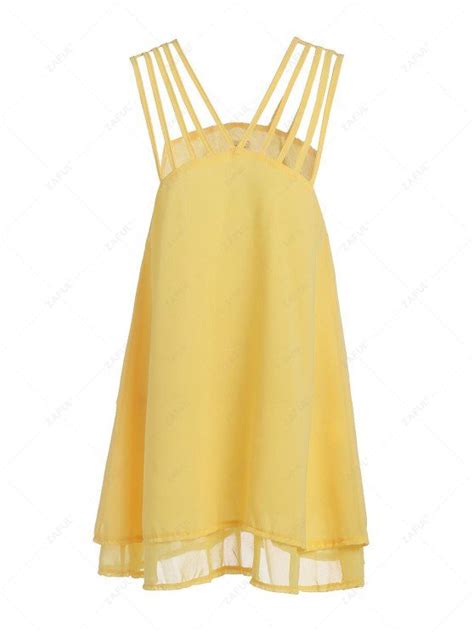 [25 off] 2021 yellow ruffle spaghetti strap dress in yellow zaful