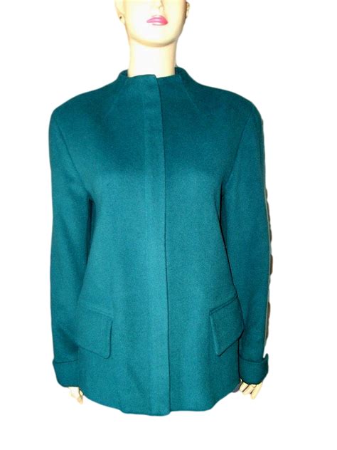 Vintage Emanuel Ungaro Paris Teal Wool Cashmere Jacket Ml Approx 12