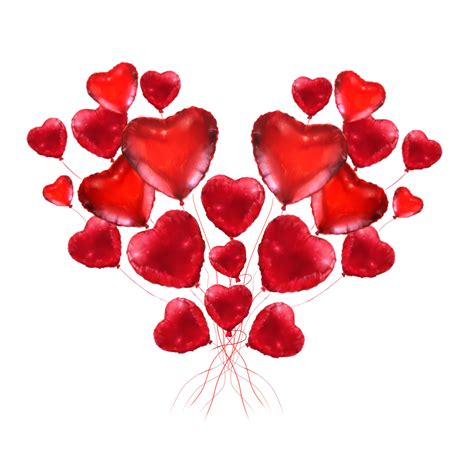 Red Flying Heart Shaped Balloons 17207159 Png