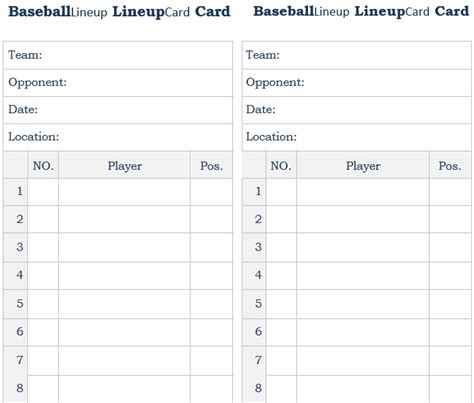 20 Printable Baseball Lineup Templates Excel Word Best