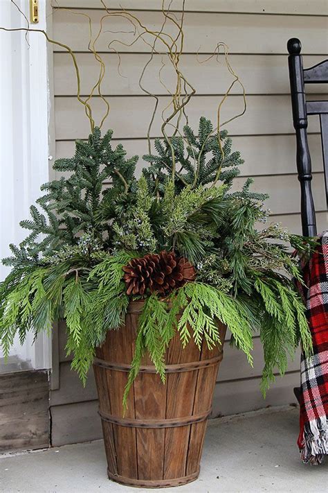 How To Make Winter Porch Pots Winter Porch Decorations Christmas